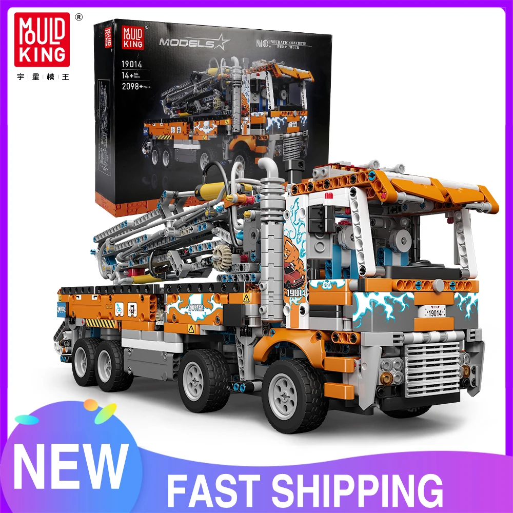 Mould King 19014 Technical Car Toys The MOC-89879 Pneumatic Concrete Pump Truck Model Building Block Brick Kids Christmas Gifts