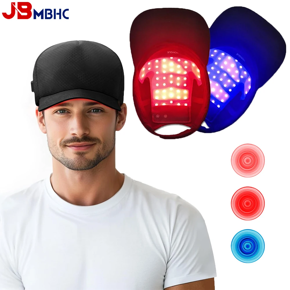

Red & Blue Light Hair Growth Cap with 48 LED Lights - Red (660nm) & Blue (470nm) Light Therapy for Hair Regrowth & Scalp Health