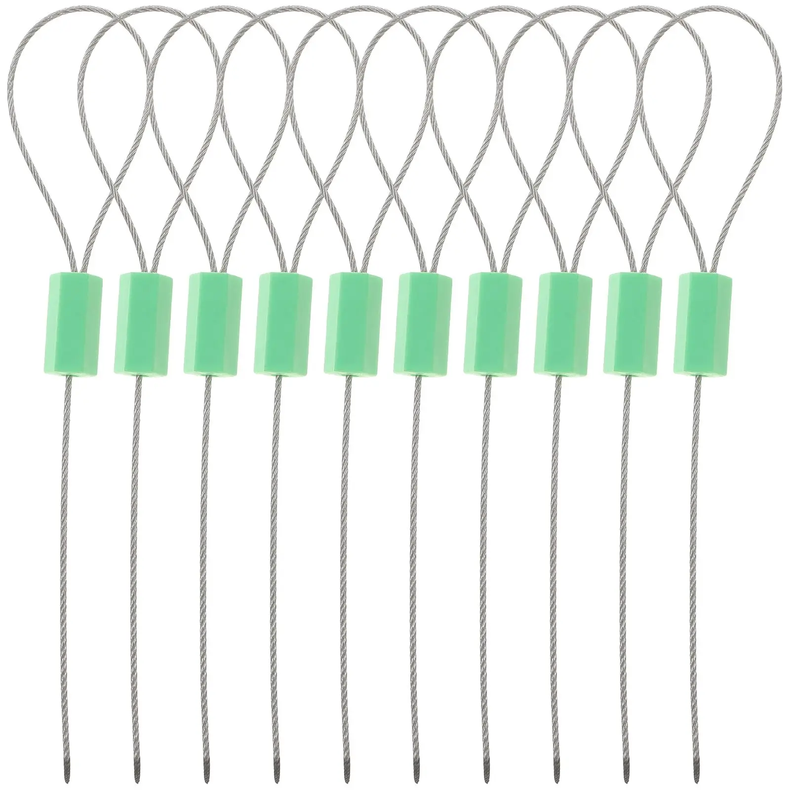 

10 Pcs Anti Tamper Cable Seals Plastic Security Tags Green Self Locking Steel Wire Tie Container Van Door Seal Adjustable Length