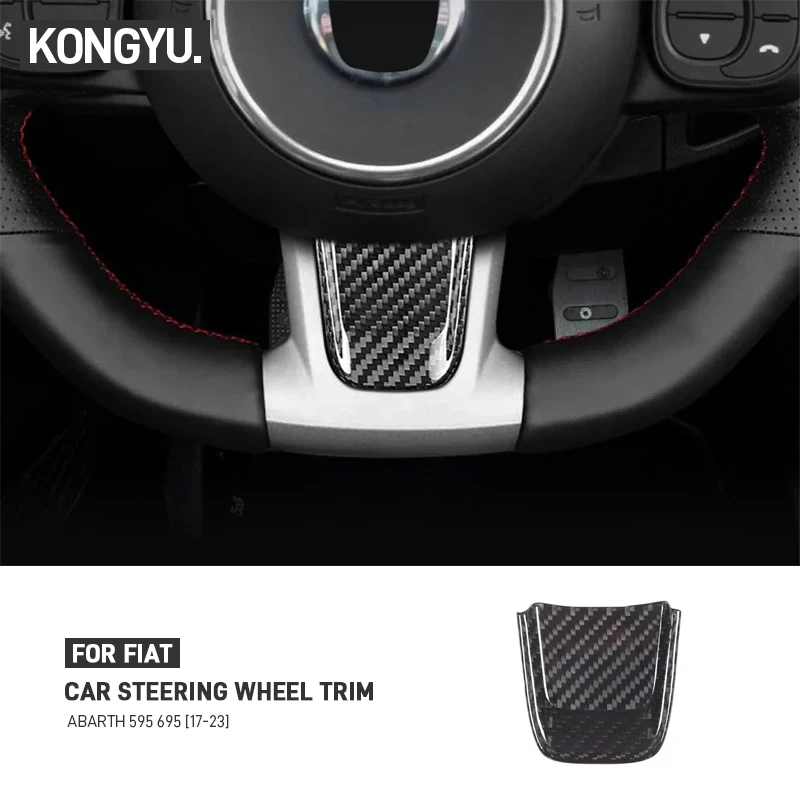 

For Abarth 595 695 2017-2023 Real Carbon Fiber Car Steering Wheel U-Shaped Panel Trim Cover Sticker Decoration Accessories
