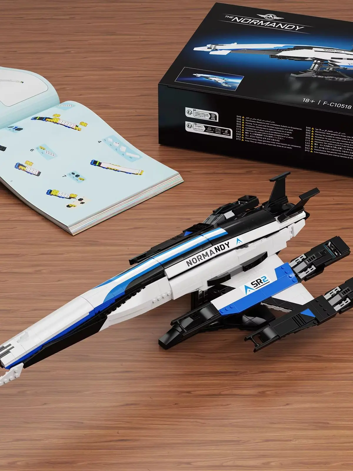 Normandy SR2 Raumschiff-Baustein-Set Heimdekoration Schreibtisch-Ornament Weihnachts- und Geburtstagsgeschenk Zimmerregal-Kunst für Fans und Erwachsene
