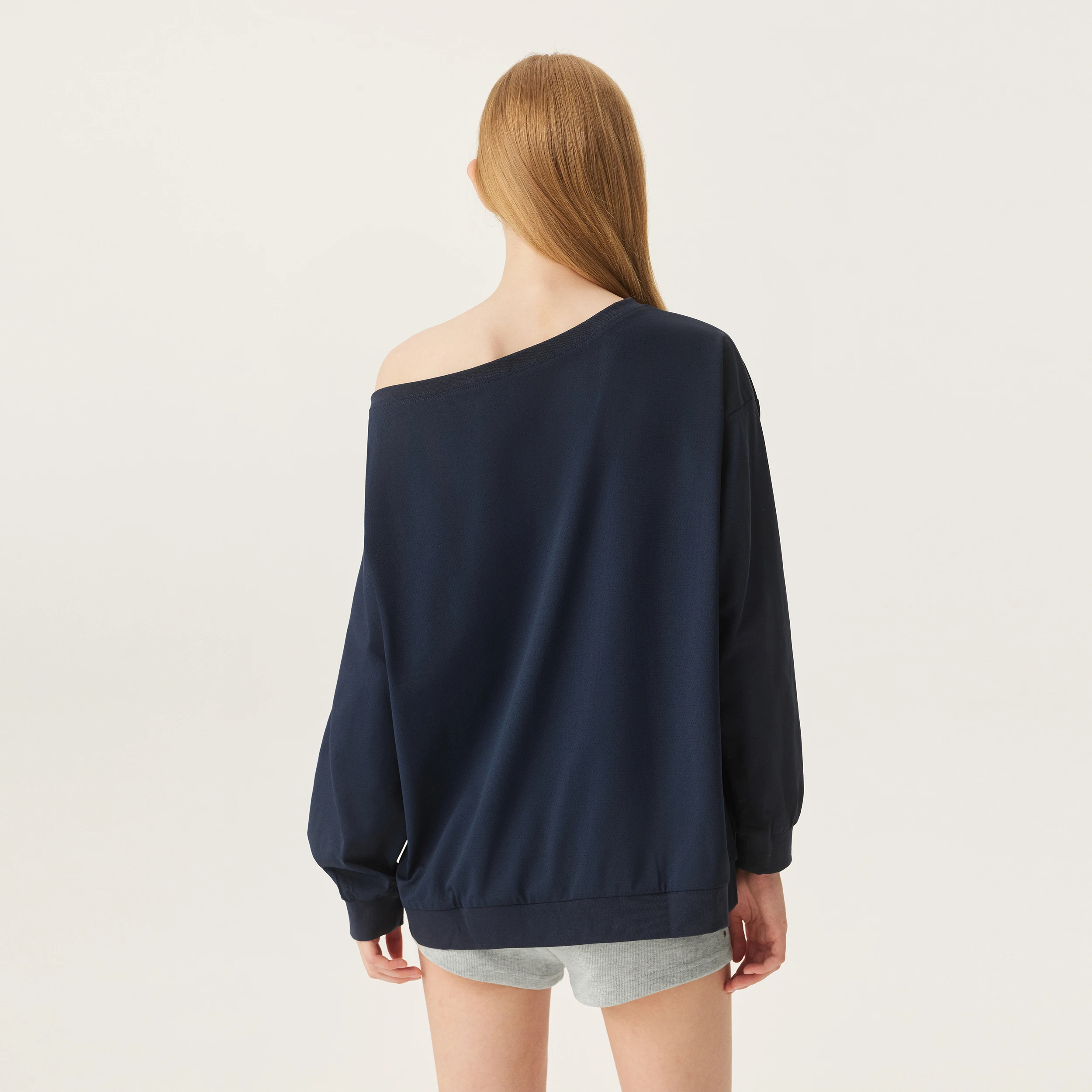 YESCCI Long Sleeve T Shirts Woman One Shoulder Drawstring Neck Retro Color Block Print Tee Loose Fashion Women Top Y226083115
