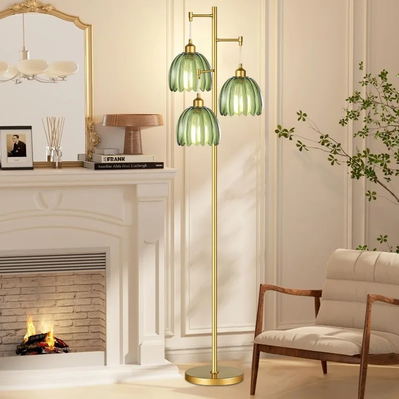 

Gold Floor Lamp for Living Room,Bedroom,Mid Century Modern Standing Lamp Brass Tree 3 Light Tall Floor Lamps Vintage