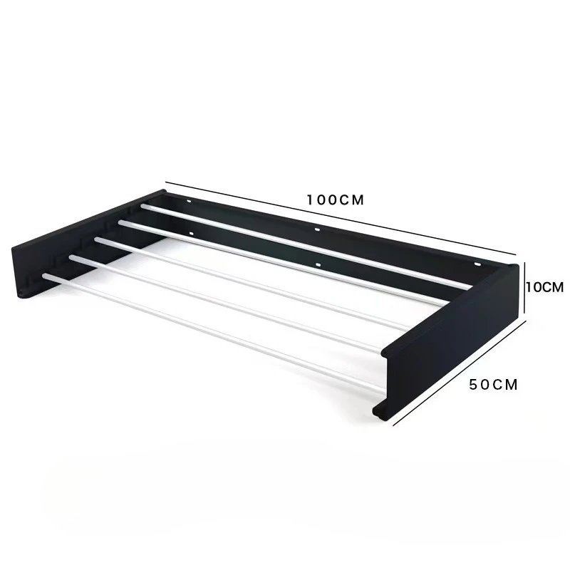 Space‑Saving Wall‑Mounted Metal Laundry Drying Rack, Hanging Organizer for Towels and Shoes