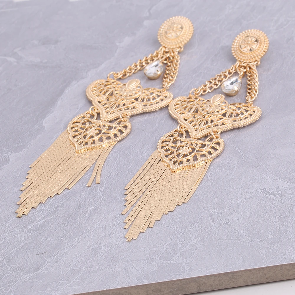 New Geogous Earrings Long Chian Alloy Gems Dangle Earrings For Women Fashion Jewelry Party Show Statement Earrings Accessories