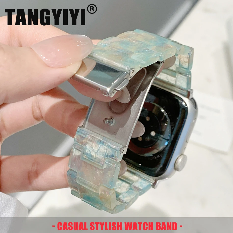 Translucent Resin Bracelet For Apple Watch Band S11/10/9/8/7/6/5/SE/Ultra Butterfly Clasp Strap iWatch 49/46/45/44/42/41/40/38mm