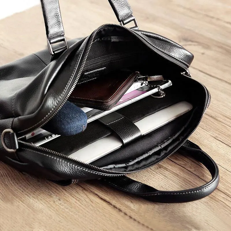 Borsa da lavoro da uomo Valigetta da uomo di lusso in vera pelle al 100% Borse per laptop in pelle di mucca di alta qualità Borsa a tracolla da pendolarismo da uomo