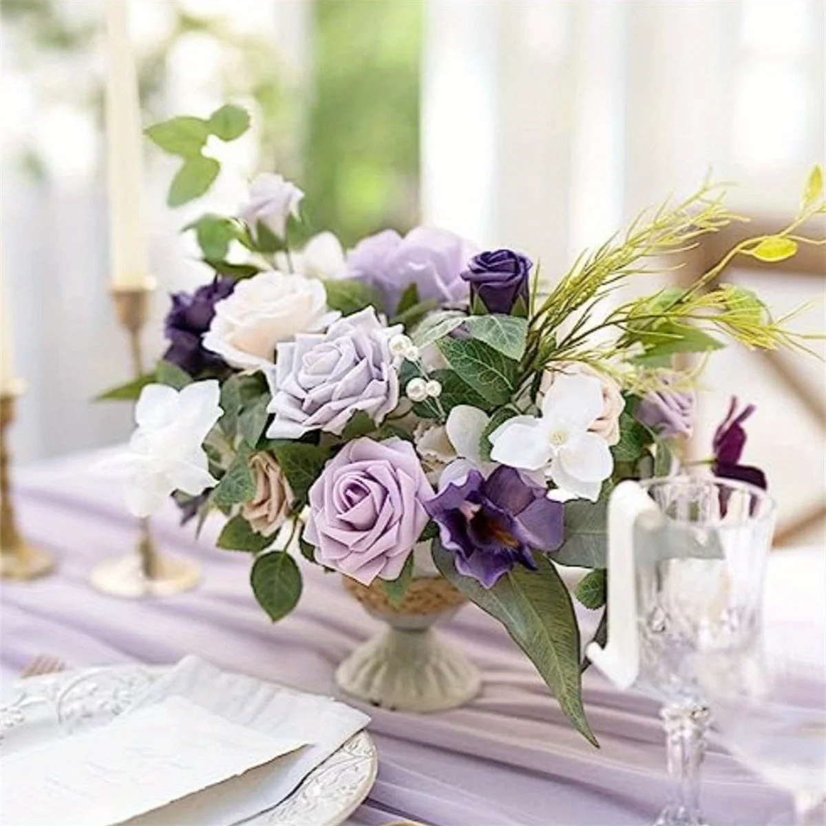 2 قطعة/المجموعة الزهور الاصطناعية فو وهمية الزهور محور الزفاف لحفل الاستقبال منضدية رف الممر الممر الديكور