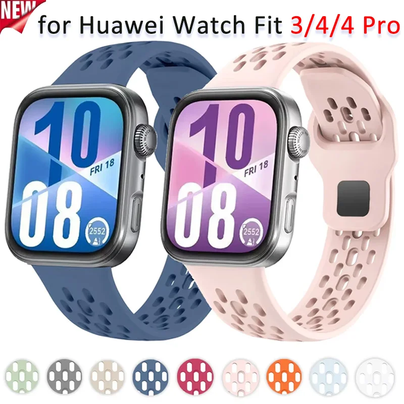 Huawei Watch Fit 4/3 용 실리콘 스트랩 Huawei Watch Fit 4 Pro Correa 용 통기성 손목 밴드 교체 가능한 팔찌 액세서리