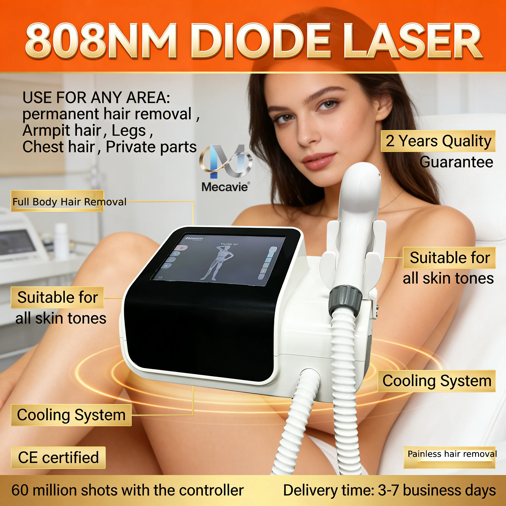 

Профессиональный мини-лазер 808 нм (диодный) 755 940 1064 нм для удаления волос, омоложения кожи, 4000 Вт, для зоны бикини и всего тела