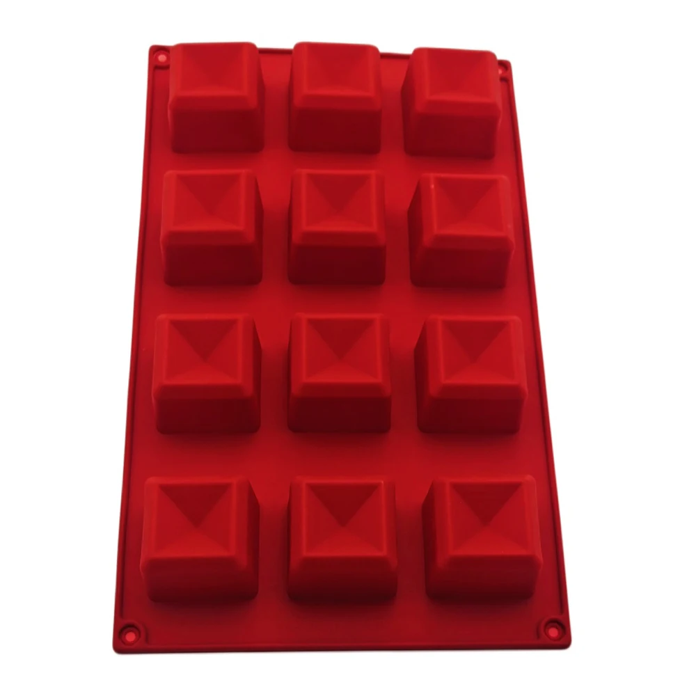 New Arrival 12 Hole Square Center Concave Shape Silicone Mousse Dessert Mold DIY Chocolate Cake Decoration Ice Tray Baking Tools