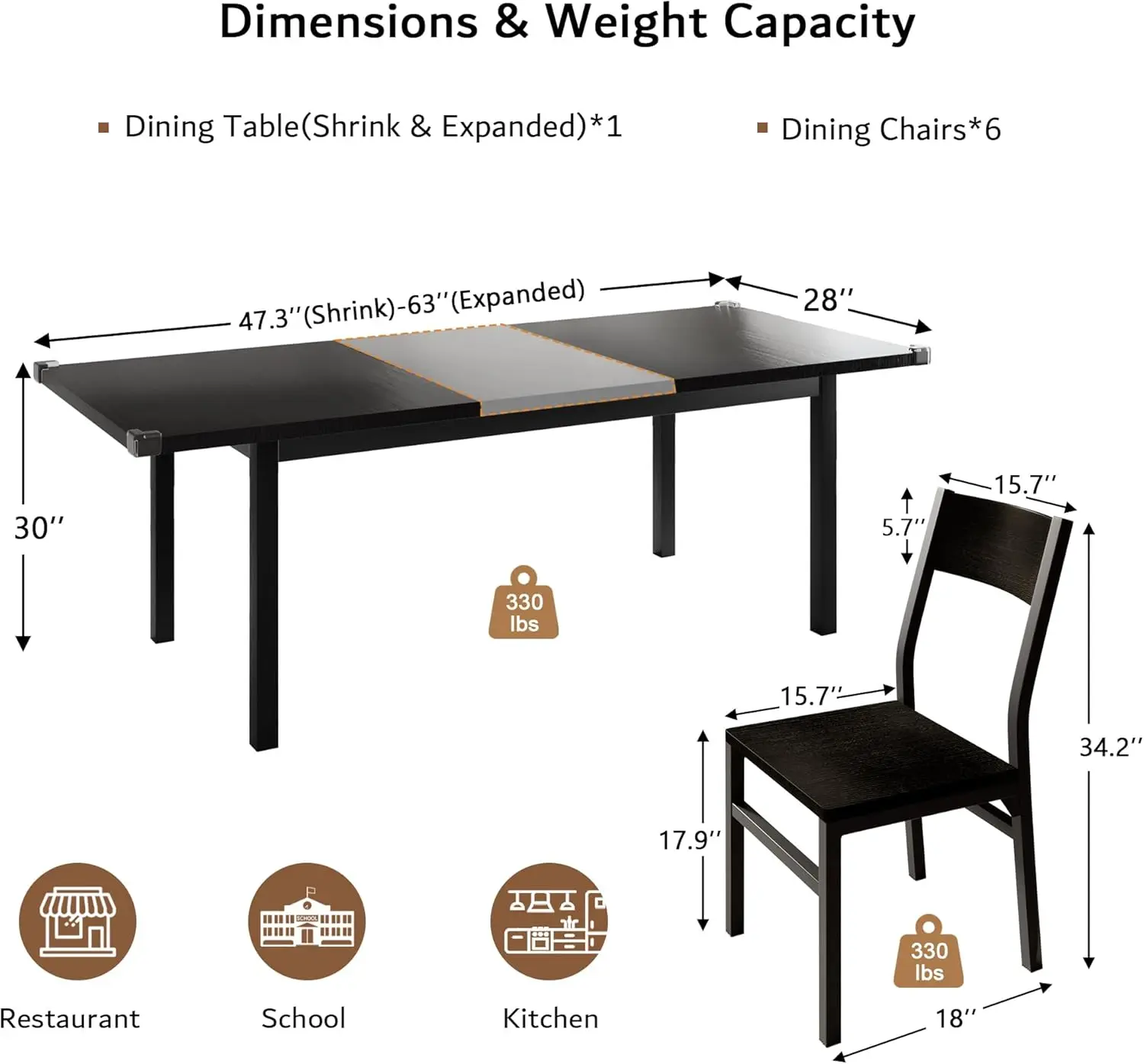 7-Piece Dining Table & Chairs Set for 4-6, 63