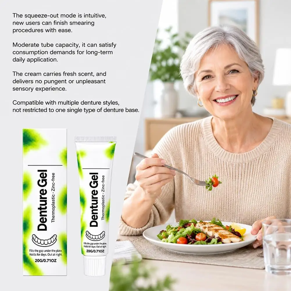 20g Thermoplastic Zinc-free Denture Gel Polymer Strong Denture Adhesive For All-Day Hold Professional Dental Repair Gel Oralcare
