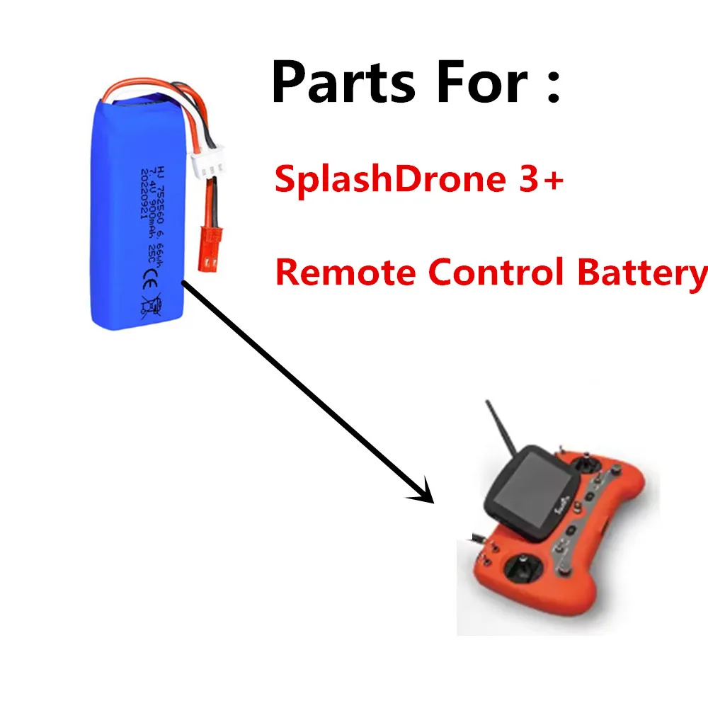 7.4v 900mAh 6.66wh 25c Battery For : SwellPro SplashDrone 3+ Remote Control Battery
