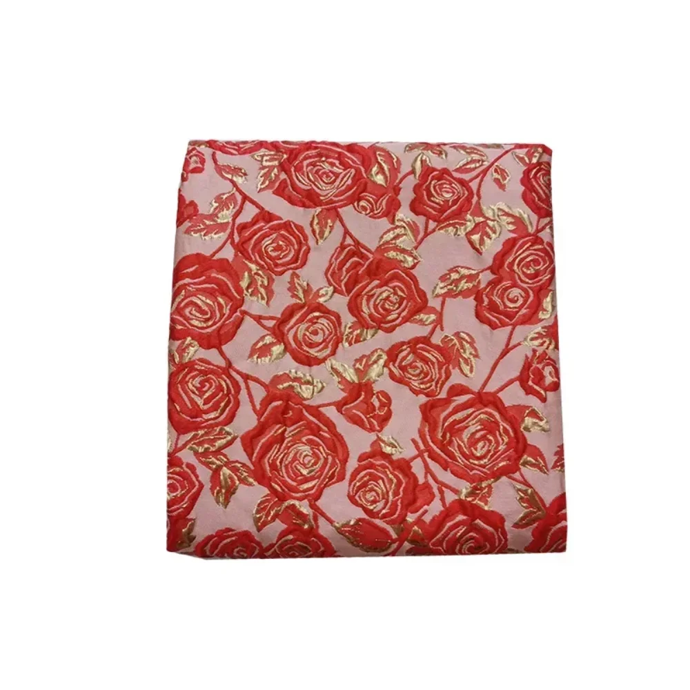 

Jacquard Brocade Clothing Fabric Yarn-dyed Three-dimensional Metal Wire Rose Dress Fabric One-piece Tutu Suit Cloth By The Yard