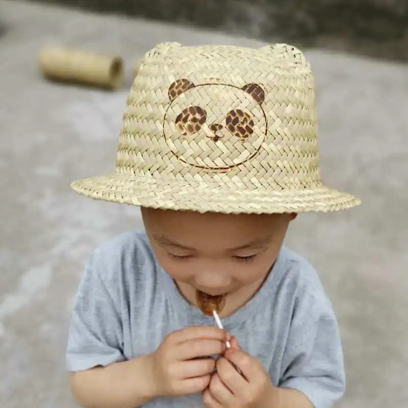 Hats Tourist Memorial Hat Children Adult Ear Straw Hat Straw Sun Hat Outdoor Sunscreen Sunshade Beach Hat