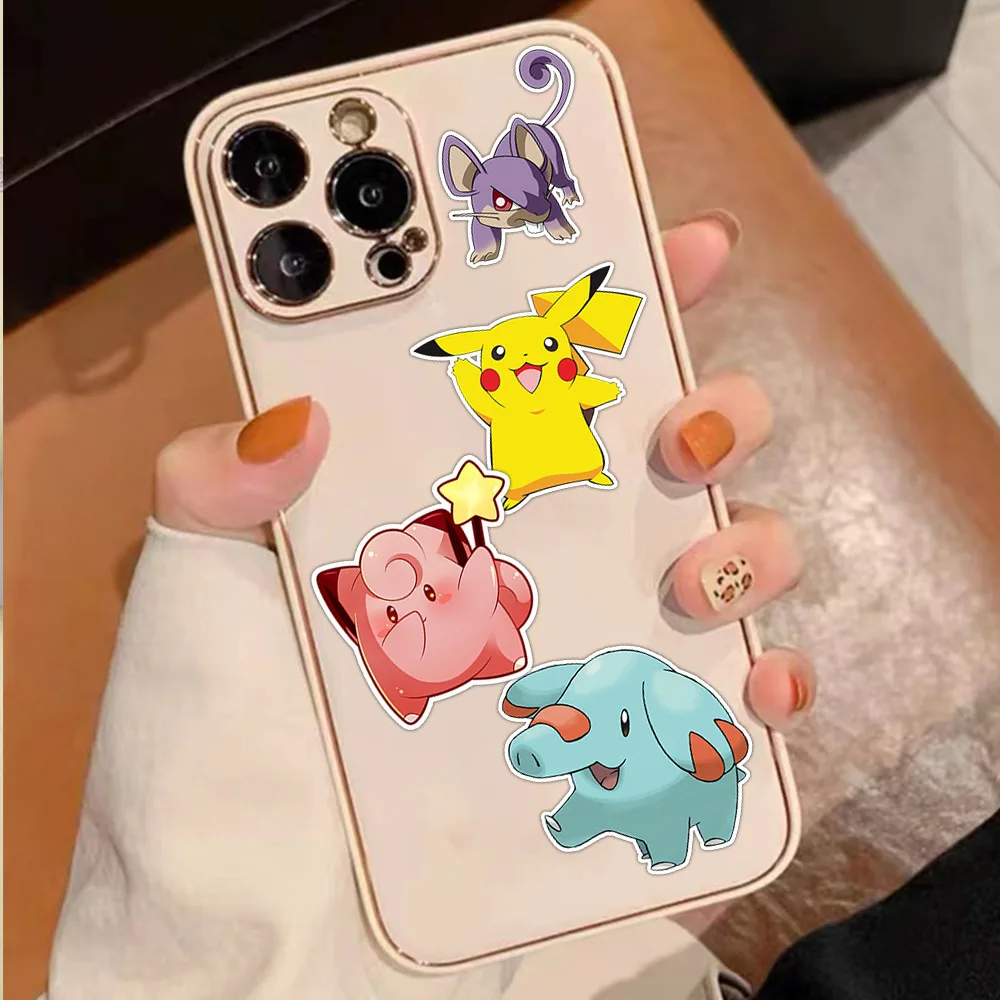 50PCS Kawaii Pikachu Anime Pokemon Stickers for Laptop Suitcase Skateboard Guitar Phone Cartoon Sticker Kid Gift Toys