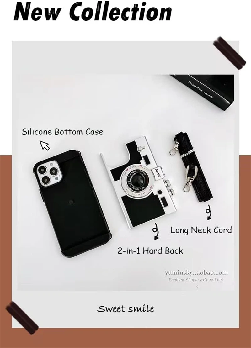 Emily in Paris Vintage Camera Design Case for IPhone 14 11 13 15 16 Pro Max 12 Mini XS XR X 7 8 Plus SE 2022 Cover with Lanyard