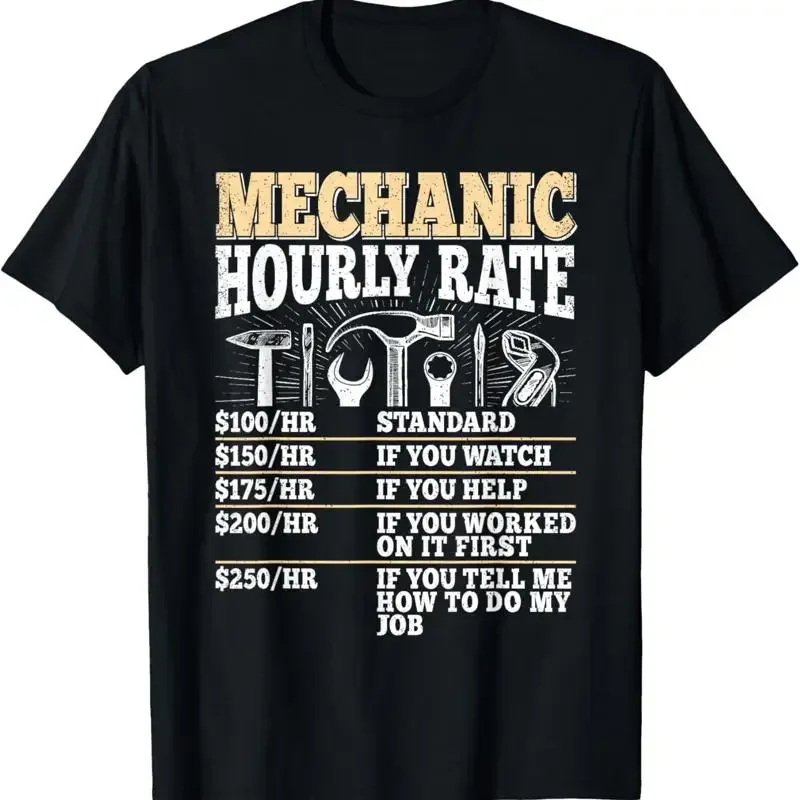 Funny Mechanic Hourly Rate Vintage Car Repairman Craftsman T Shirt