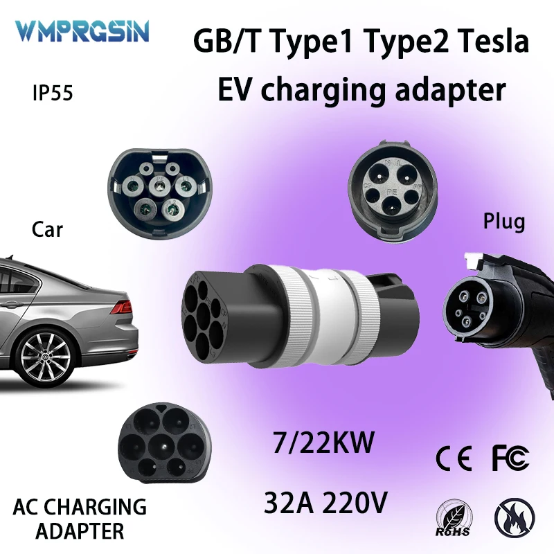 4-in-1 EV Charging Connector - Universal Adapter for J1772, Type 2, Tesla & GBT Global AC Ports