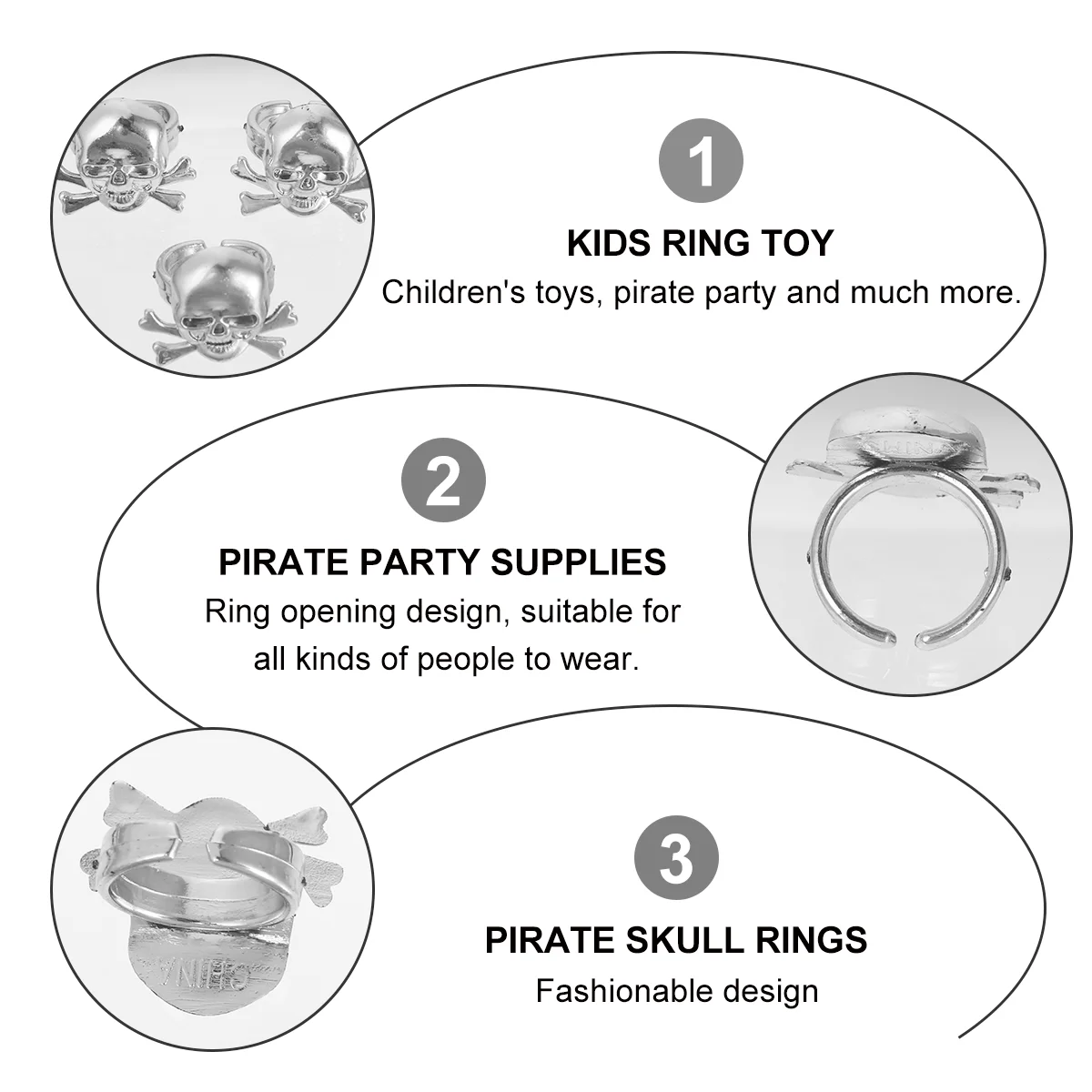 24 Pcs Pirate Skull Toy Ring Plastic Mens Rings Party Accessories Halloween for Kids The Supplies Cake Prevent Allergy