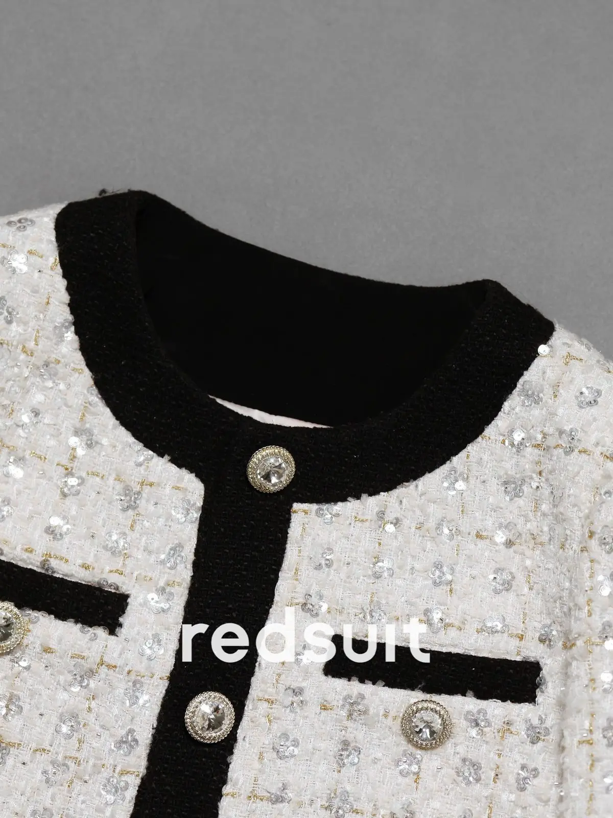 New Age reducing sequin splicing contrasting classic coat for commuting Customized ruler