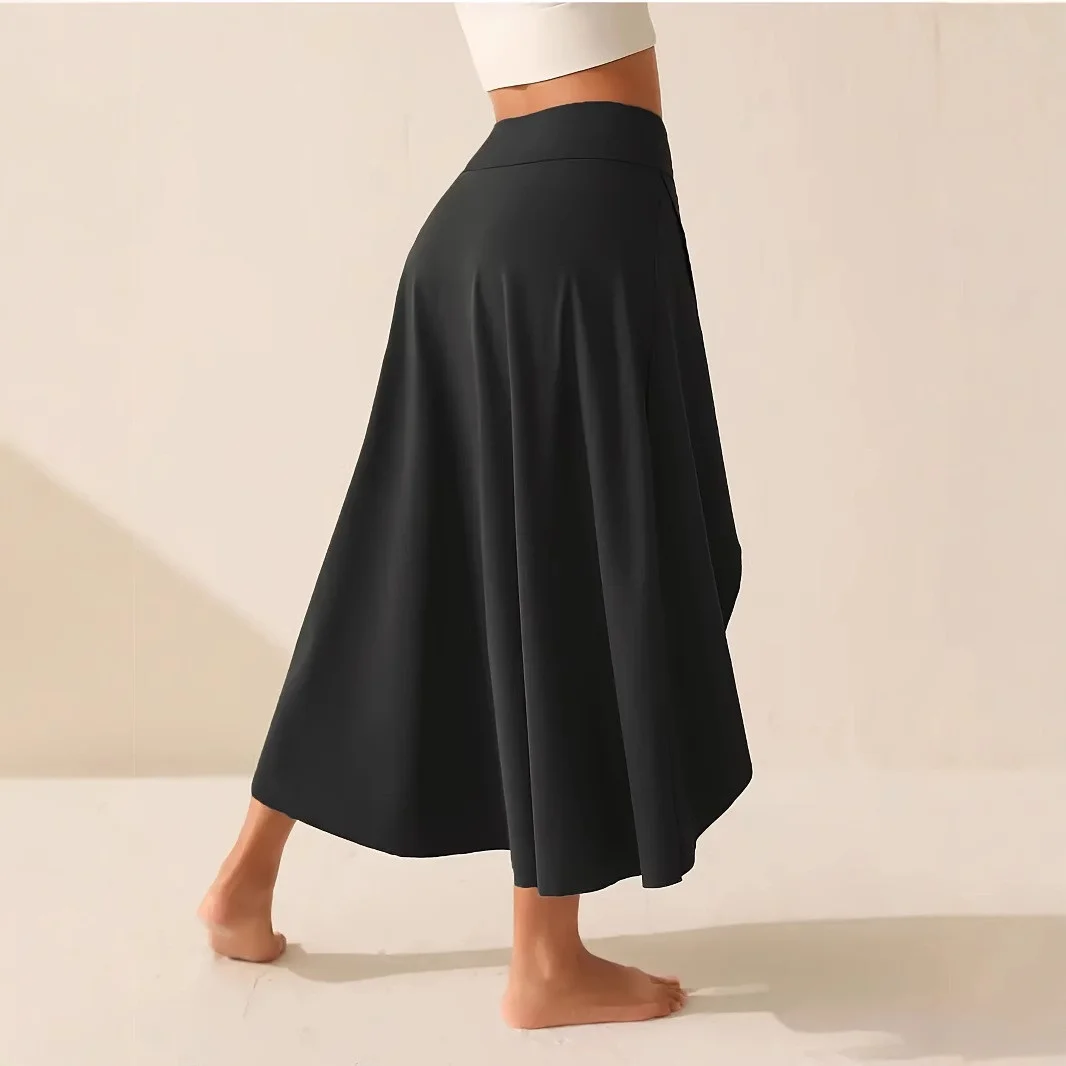

Ele High Waist Split Long Skirt Faion Slimming ular f-length Pure Color Women's Skirt Chinese Sle Polyester Fabric