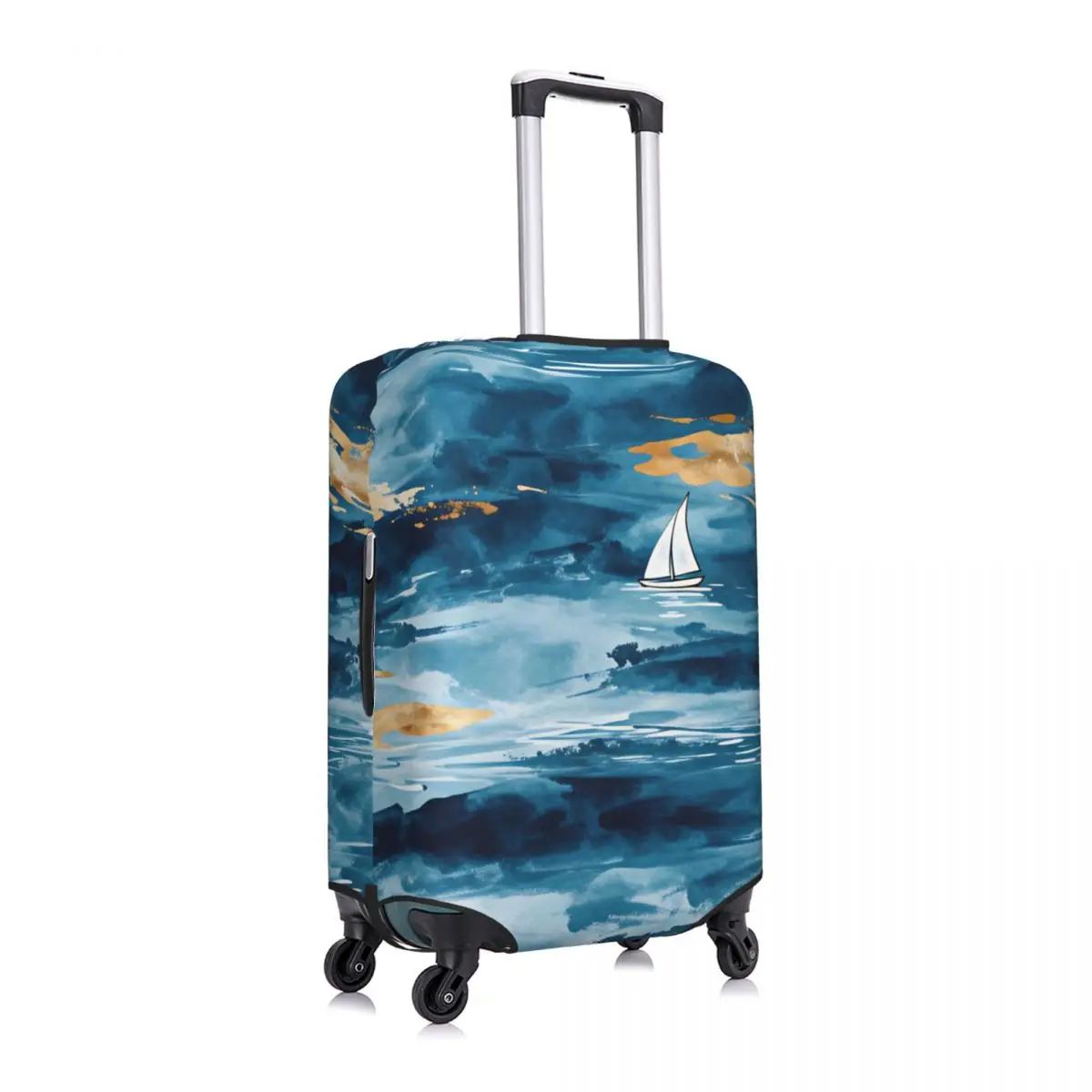 Cute Watercolor Sailboat Nautical Pattern Luggage Cover Protector Washable Travel Suitcase Covers