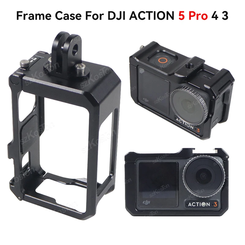 For DJI OSMO ACTION 5 Pro 4 3 Metal Cage Quick Release Foldable Mount with Cold Shoe Full Protective Frame Case