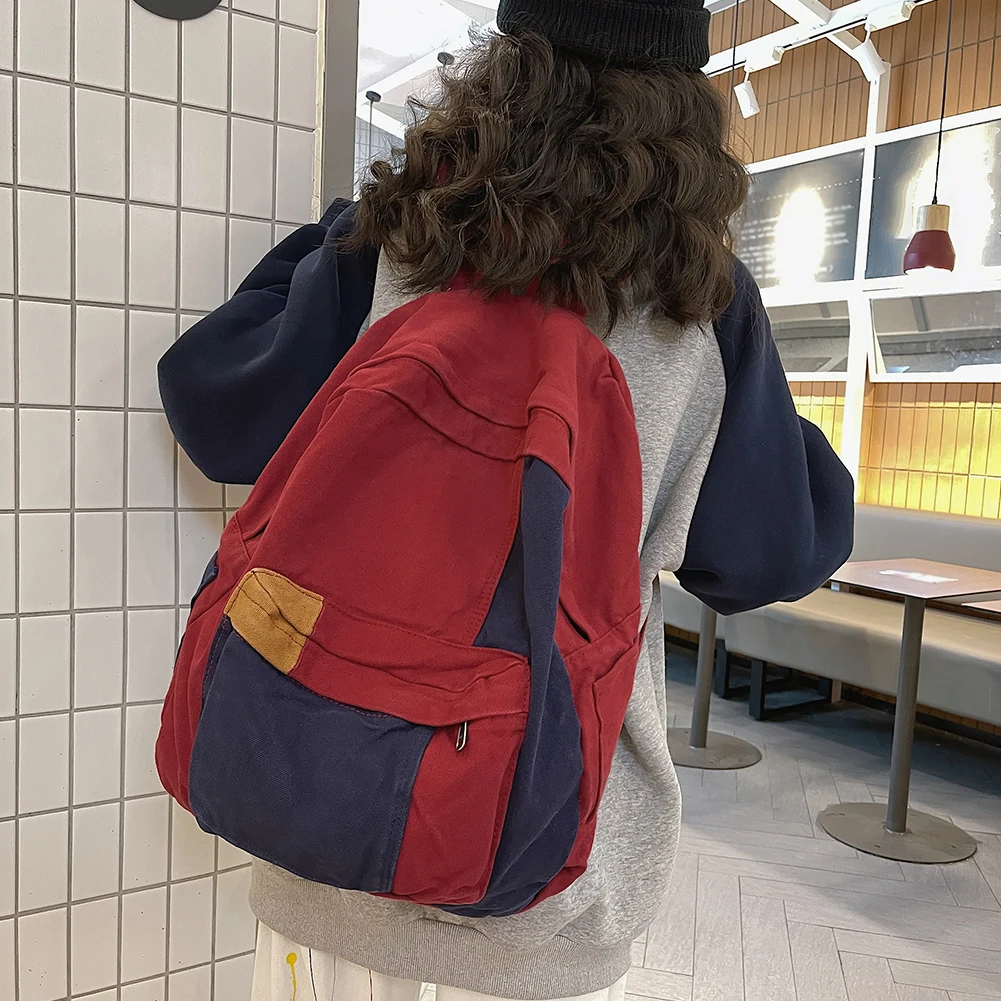 حقائب كتب للسفر ذات سعة كبيرة وأشرطة كتف قابلة للتعديل للرجال والنساء حقائب ظهر للكمبيوتر المحمول بألوان متضاربة للتخييم/الرحلات #2