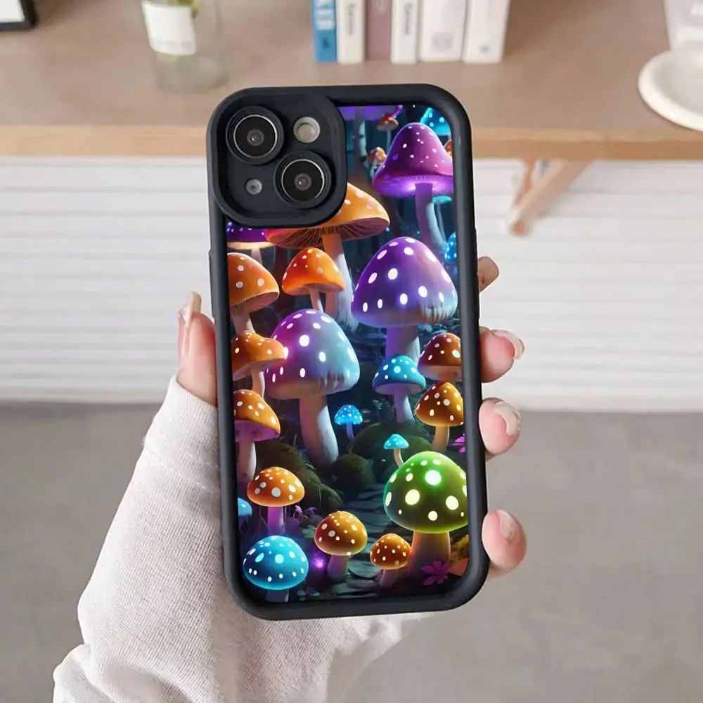 

Neon Mushroom Mobile Phone Case for iPhone 17 16 15 14 13 12 11 Air Pro Max Plus Thicken TPU Colorful Cover Cellphones Pretty