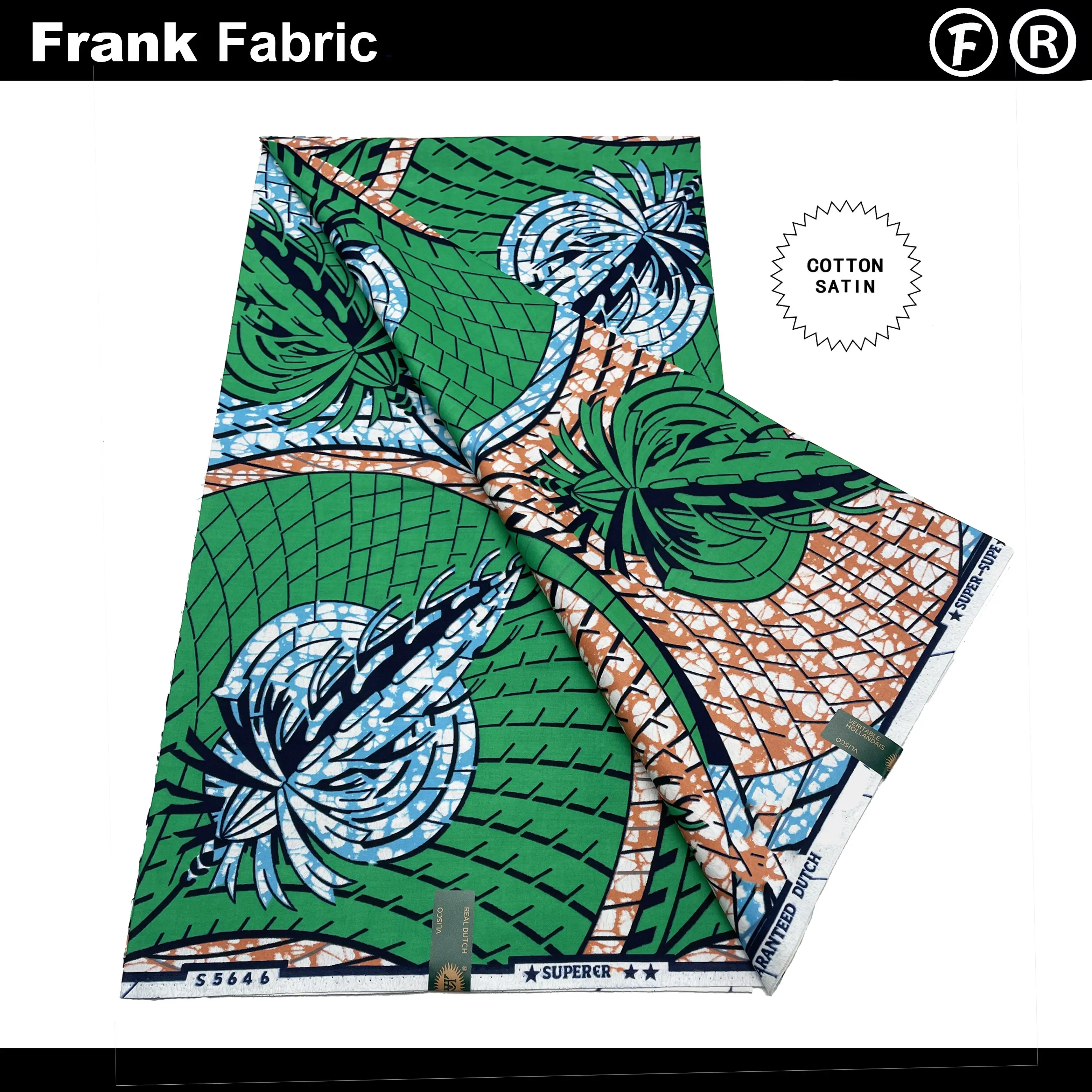 

Original Super Ankara Wax Print Fabric 100 Cotton 6 Yards Certified African Dutch Dye Fabric For Sewing With QR Code VLS2508.002
