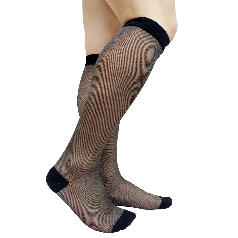 See Through Mens Socks Formal Dress Suit Style Sexy Business Stocking Lingerie Socks Holic Funny Long Tube Socks