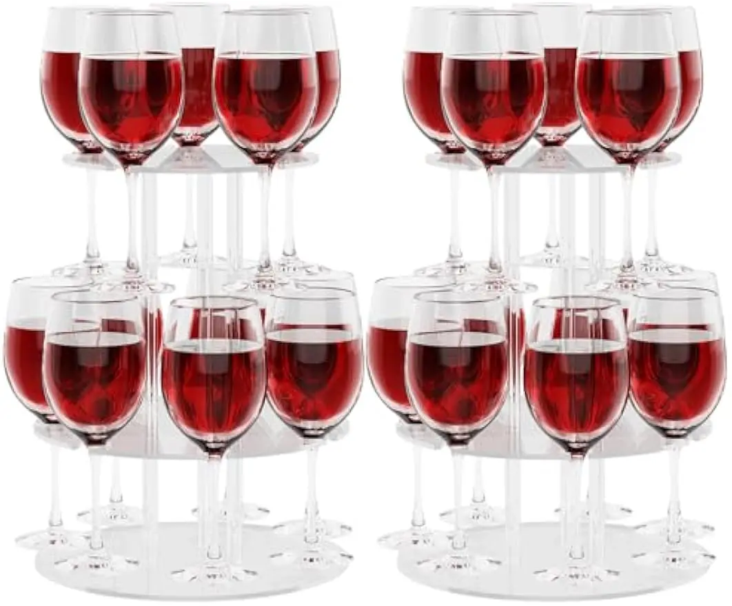 

Acrylic Champagne Tower with 12 Slots, 2-Tier Floating Cocktail Tree Stand for Parties and Weddings