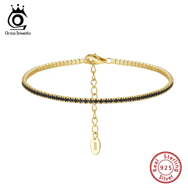 ORSA JEWELS modna bransoletka tenisowa 925 srebro wielobarwna cyrkonia łańcuszek tenisowy bransoletka dla kobiet Party biżuteria SB190
