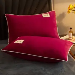 2pcs Set Velvet Pillowcase for Bed Room Decorative Luxury Hairy Winter Pillow Cover Warm and Soft Solid Color Queen Size Grey