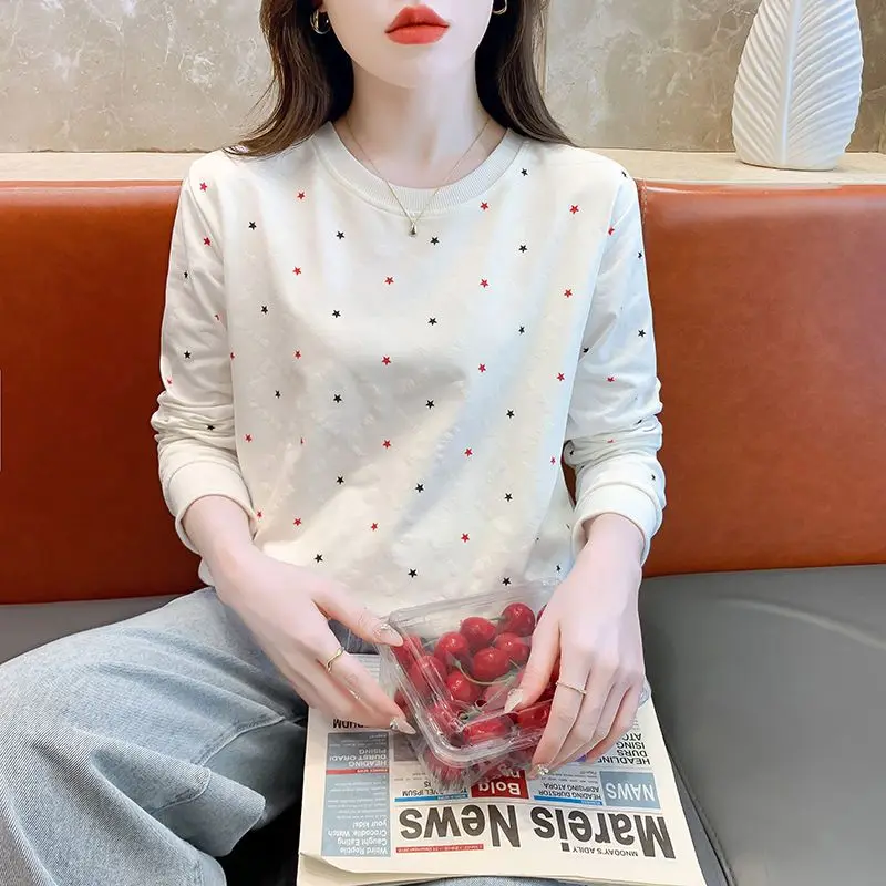 Женская повседневная универсальная футболка с круглым вырезом, белая основа