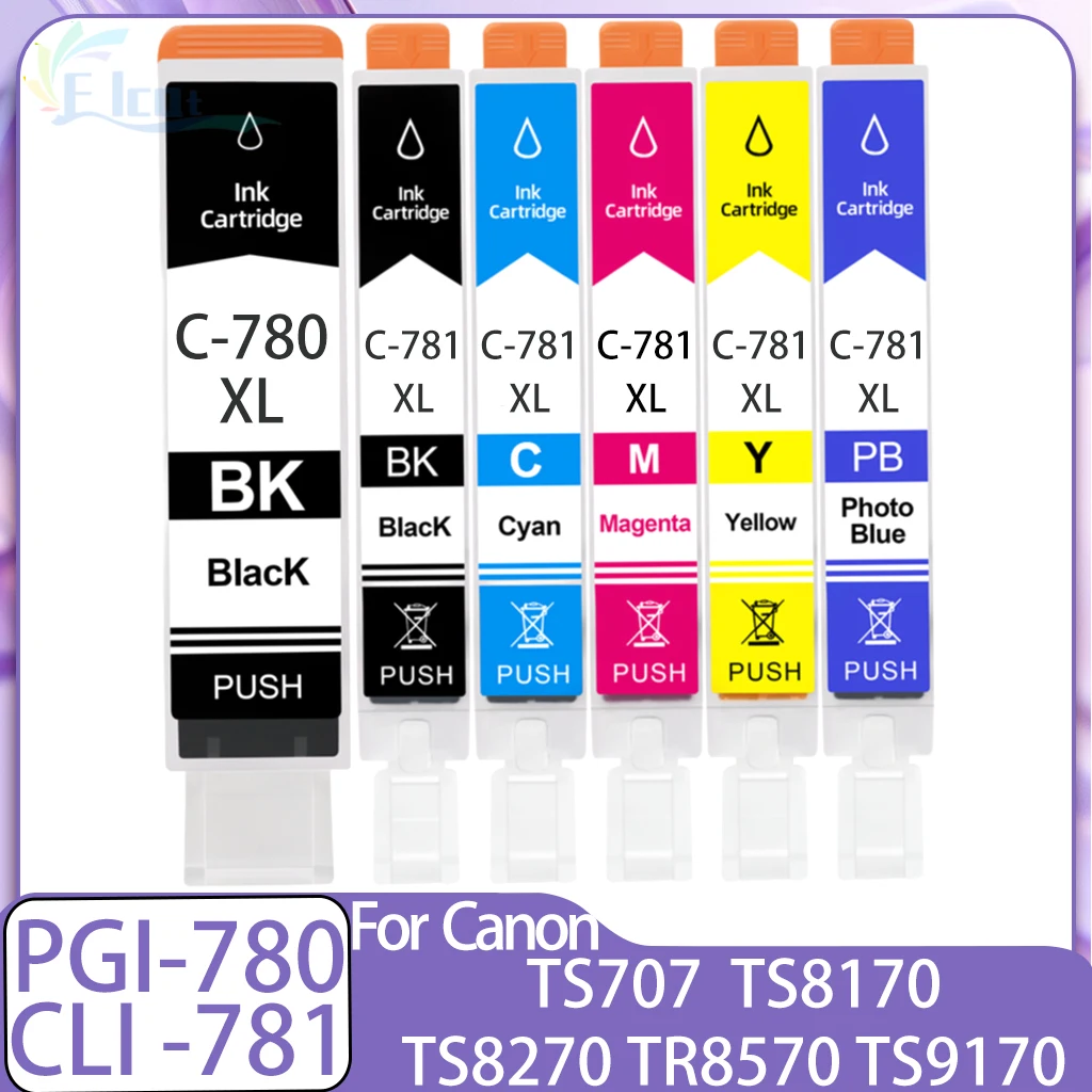 

PGI-780 CLI-781 PGI780 CLI781 Ink cartridge 780XL 781XL Compatible For Canon PIXMA TS707 TR8570 TS8170 TS8270 TS9170 Printer ink