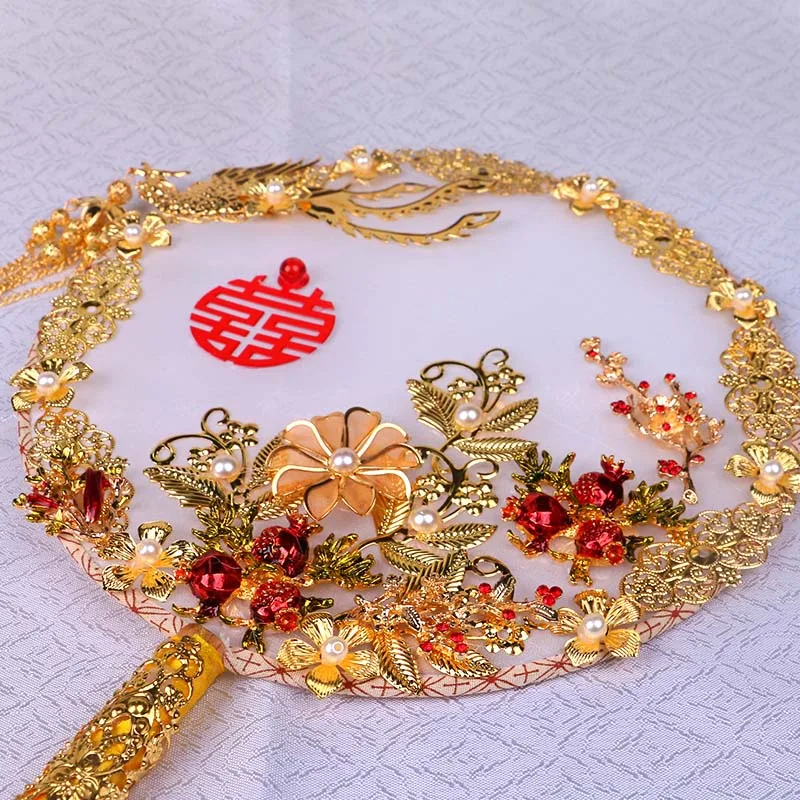 Traditional Chinese Style Unique Wedding Dress Fan  Vintage Traditional Pattern Design Used For Wedding Party Home Decoration