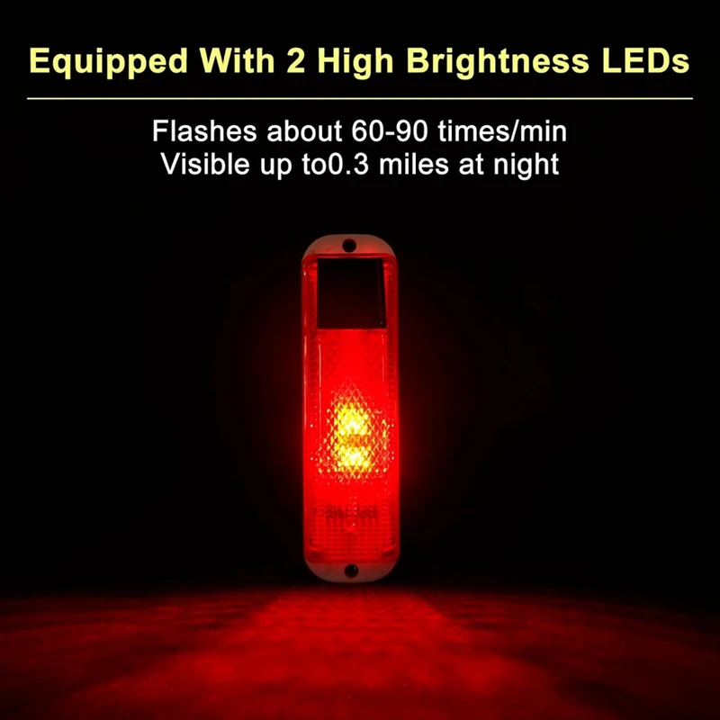 B37B-Solar Warning Lights, Bright Solar Strobe Lamp Magnetic Base, Waterproof LED Beacon Safety Light Outdoor 4 Pack