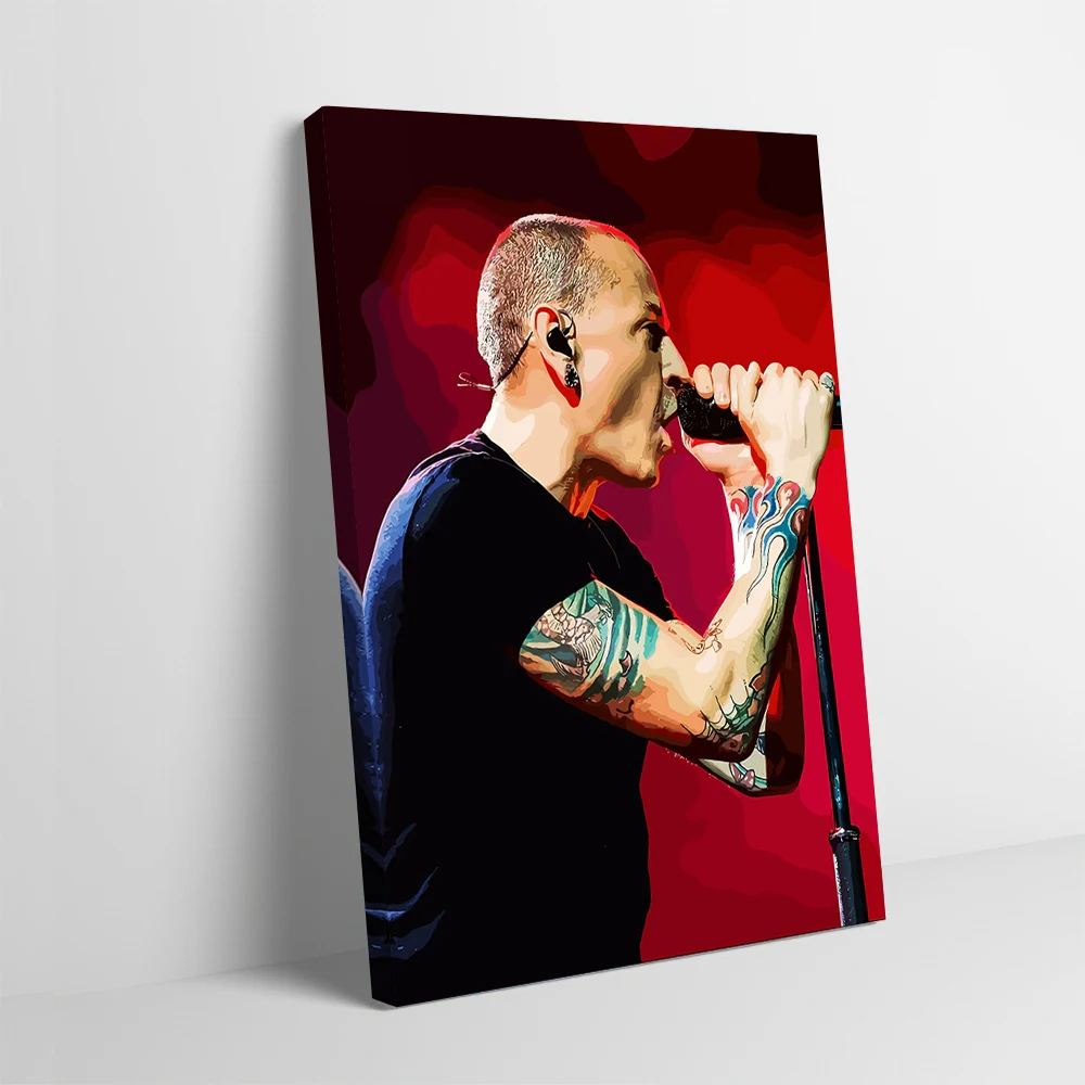Chester Bennington Singing on Stage Poster Customizable Printed Canvas Painting Wall Art Gift for Modern Home Decoration Gaming