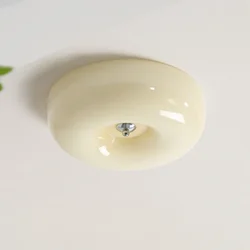 Bauhaus LED Ceiling Lamp Simple Cream White Glass Light Pudding Light Children's Room Bedroom Balcony Nordic Ceiling Lamp