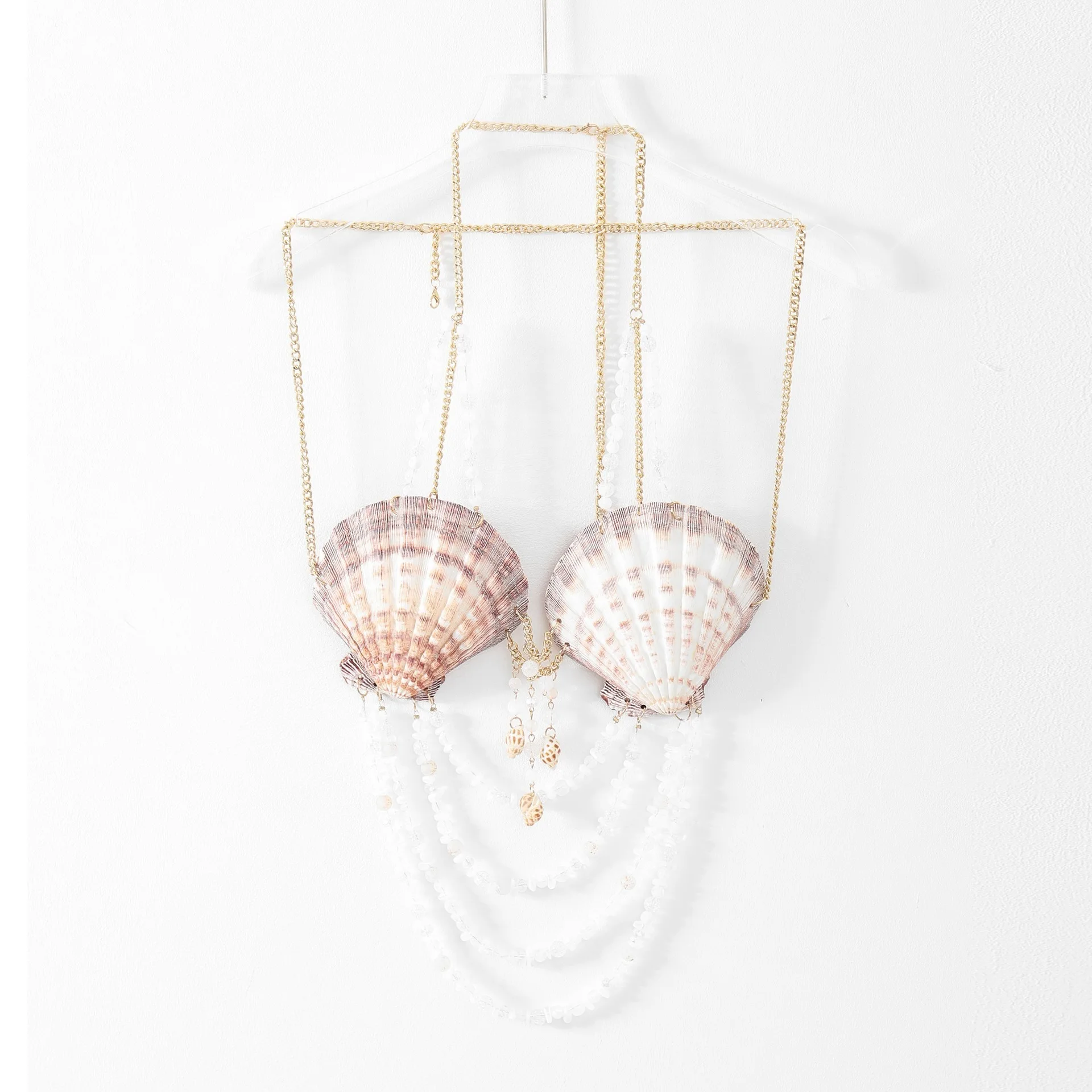 Handmade Fashionable Shell Pearl Sexy Beach Vest Top Vest Vest Vest, Vest Bra Fashionable Body Chain Hanging Neck Shell Bead Top