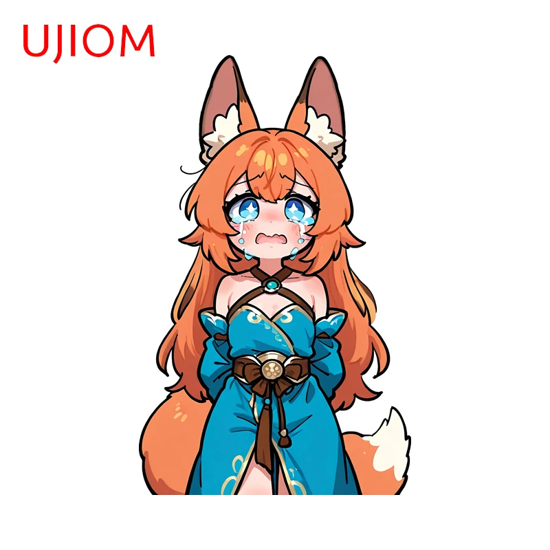UJIOM Kawaii Crying Furry Girl Wall Sticker Funny Baby Nursery Room Cartoon Veener Decals Creative Living Room Accessories