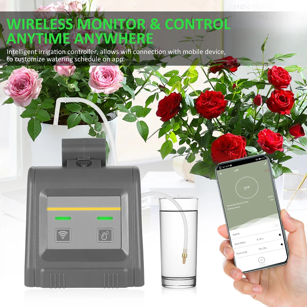 Tuya Sistem Irigasi Tetes Pintar WiFi Pengatur Waktu Penyiraman Otomatis Tahan Air Kehidupan Pintar Aplikasi Remote Control Irigator Tanaman Kebun