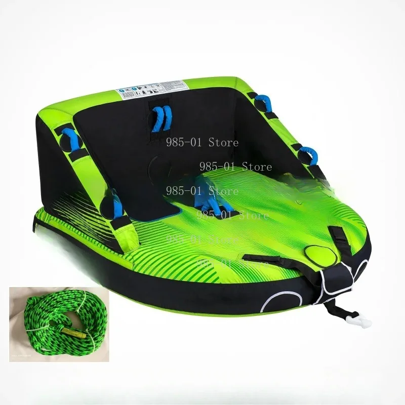 4-Person Inflatable Water Drag Sofa, Thickened PVC Durable Water Skiing Ring with 4K Drag Rope