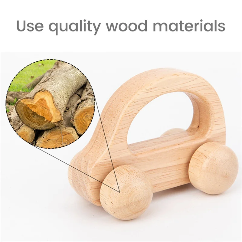 Highly Recommended 2Pcs Baby Wooden Car Early Education Infant 0-6-12 Months Toddler 1-3 Year Old Wood Boys Neutral Deco
