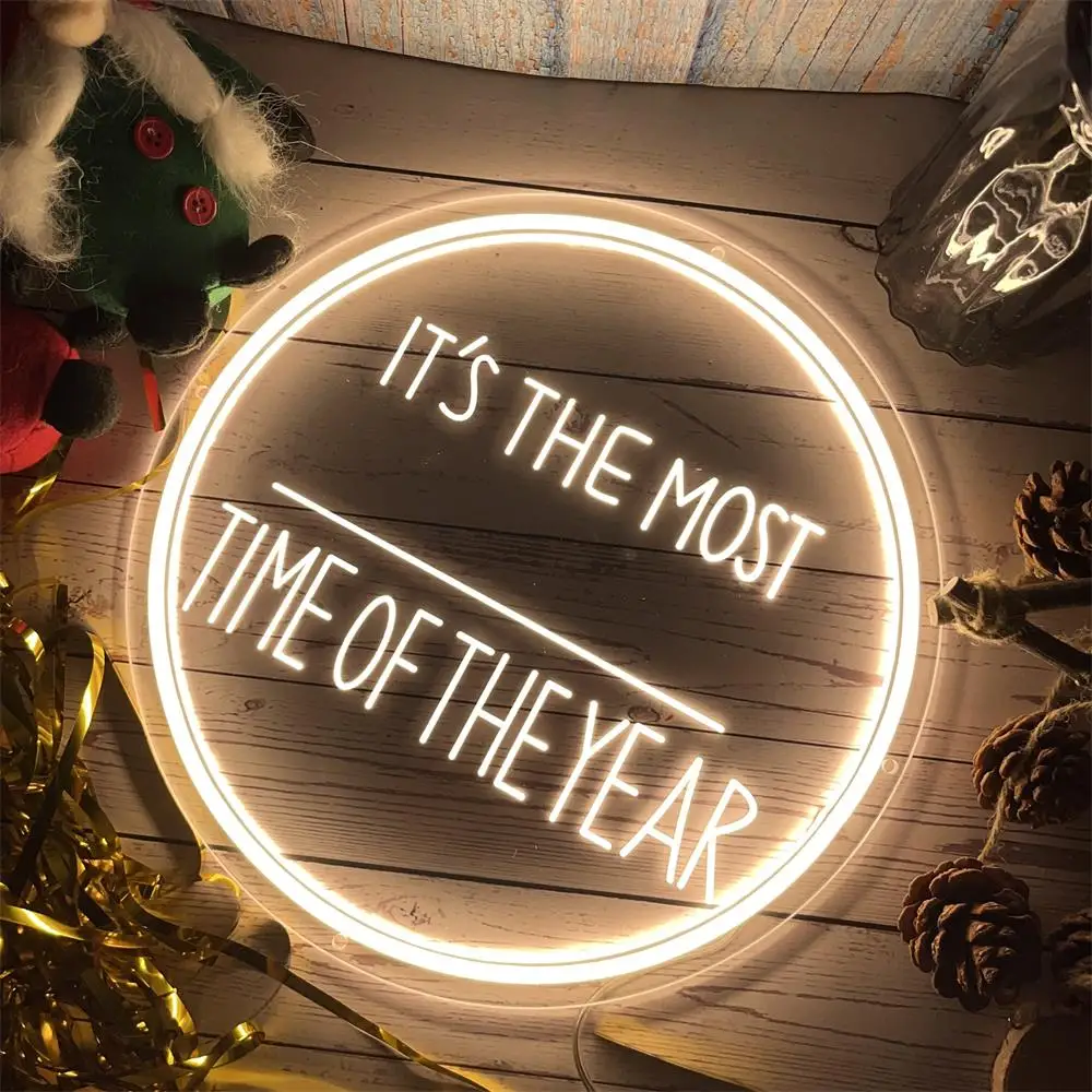 Custom It's The Most Wonderful Time Of The Year LED Neon Sign Light Christmas Halloween New Year Decoration Holiday Room Decor