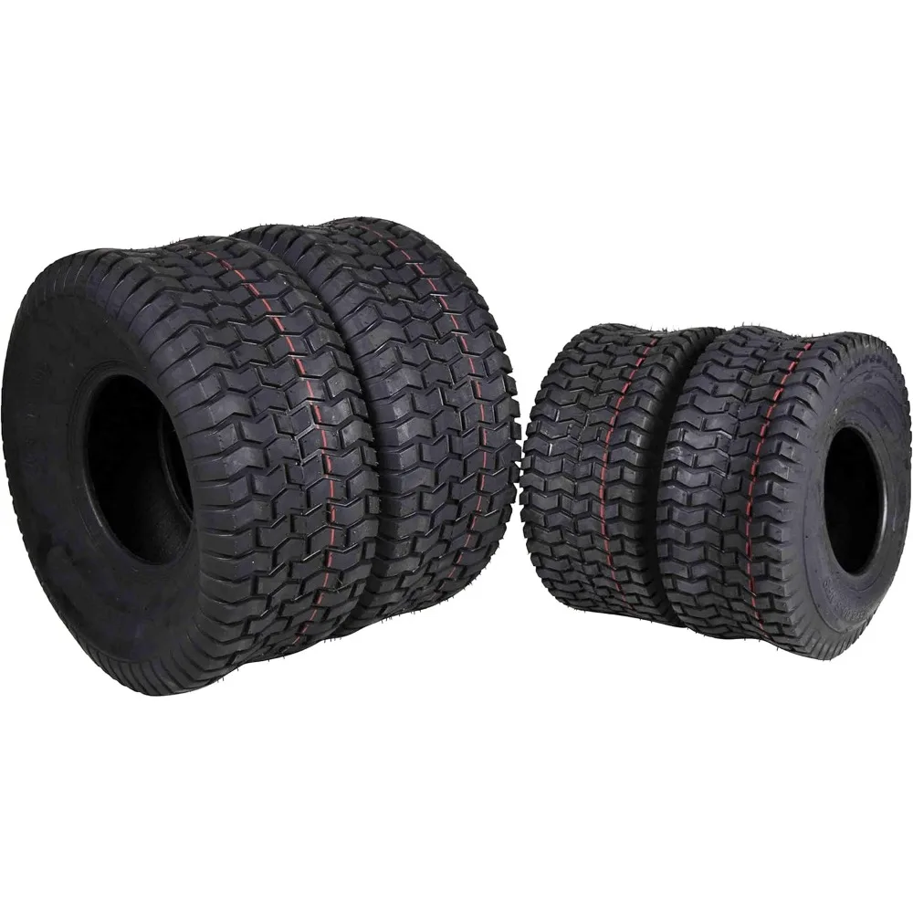 15x6-6 Front (2) & 20x8-8 Rear (2) Tire Set for Turf, Lawn & Garden Use on Outdoor Equipment and Lawn Mowers - 4-Ply with