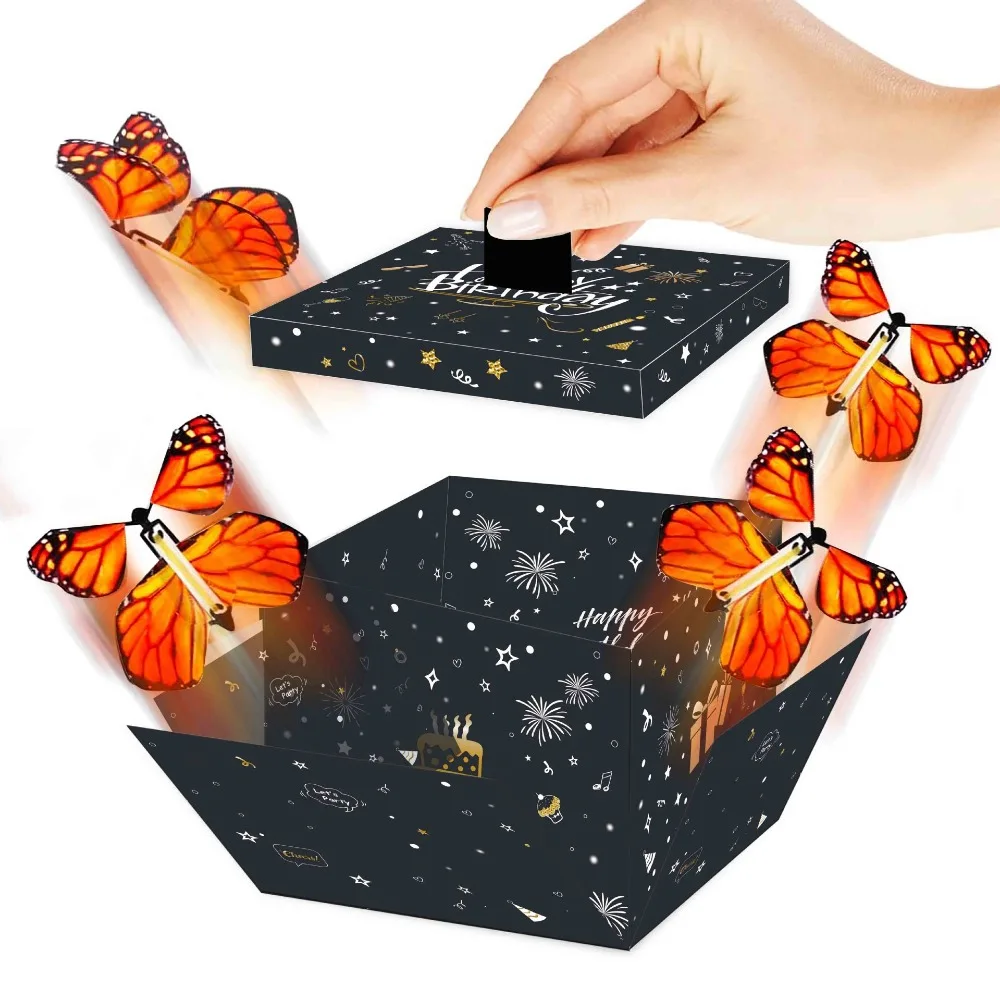 

Anniversary Surprise Flying Butterfly Box Happy Birthday Party Decorations Creative Bounce Box Surprise Jumping Box